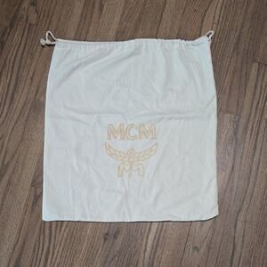 MCM Cream Dust Bag with Gold Logo